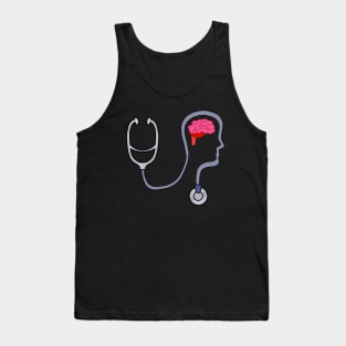 Stethoscope forming a head highlighting the brain Tank Top